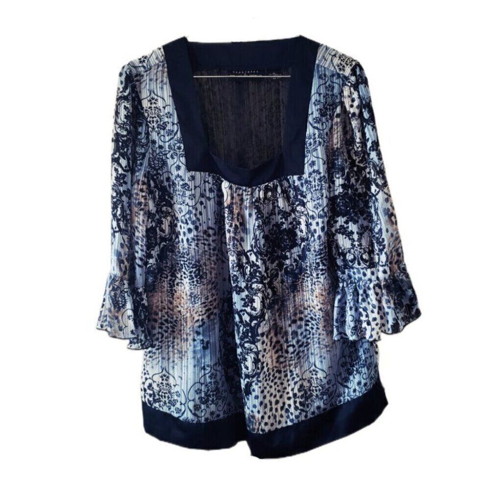 Separates by New York City Design Paisley Peasant Style Square Neck Blouse
